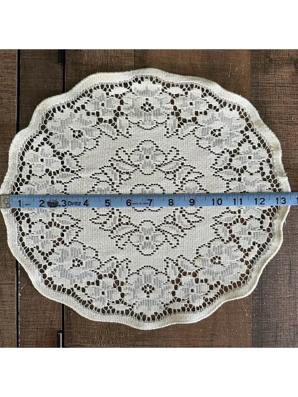 Ivory Floral Lace Doily Round Scalloped Table Mat Cottagecore Decor 13 Inch